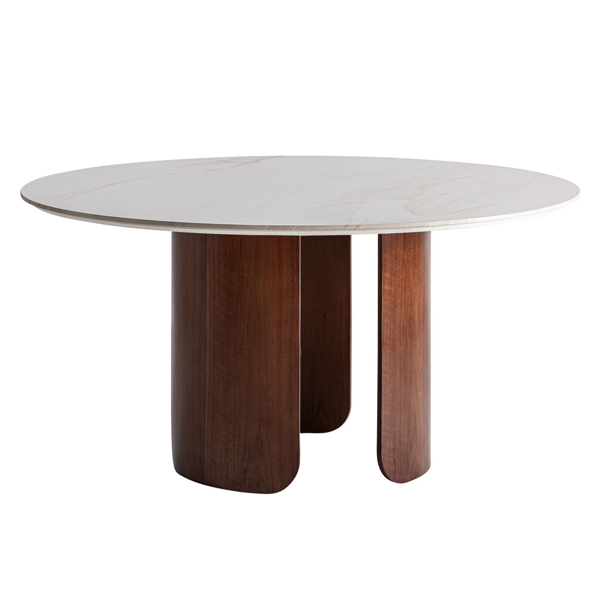 Esstisch LHERM rund Ø 150 cm weißer Feinsteinzeug - Porzellan-Keramik