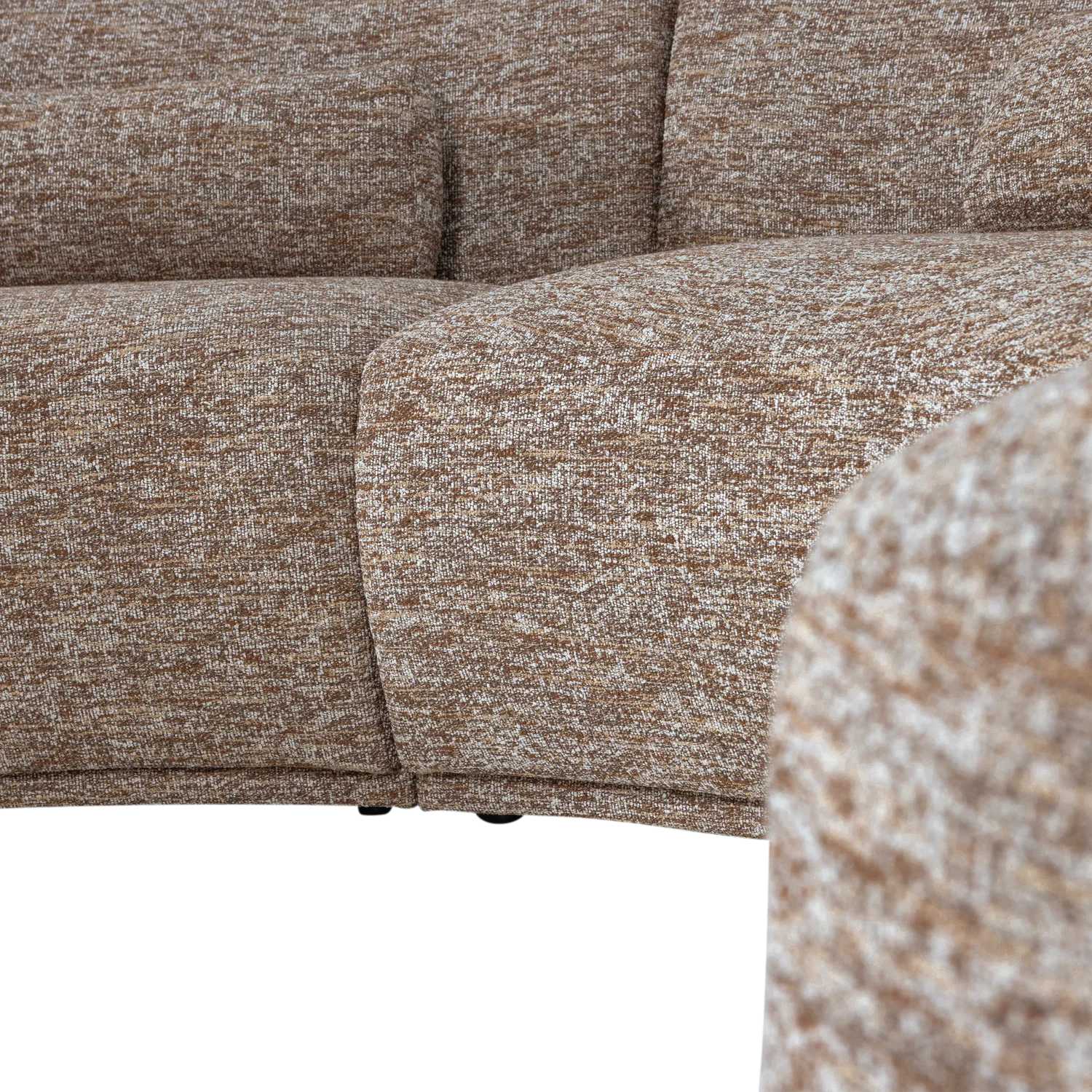 6 Sitzer Sofa BATAVIER halbrund Webstoff Melange hellbraun