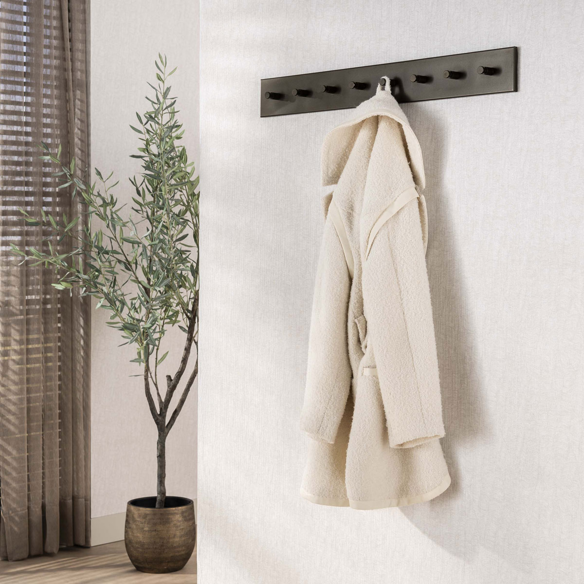 Wandgarderobe NERO B 80 cm mit 8 Haken Metall braun Bronzefinish