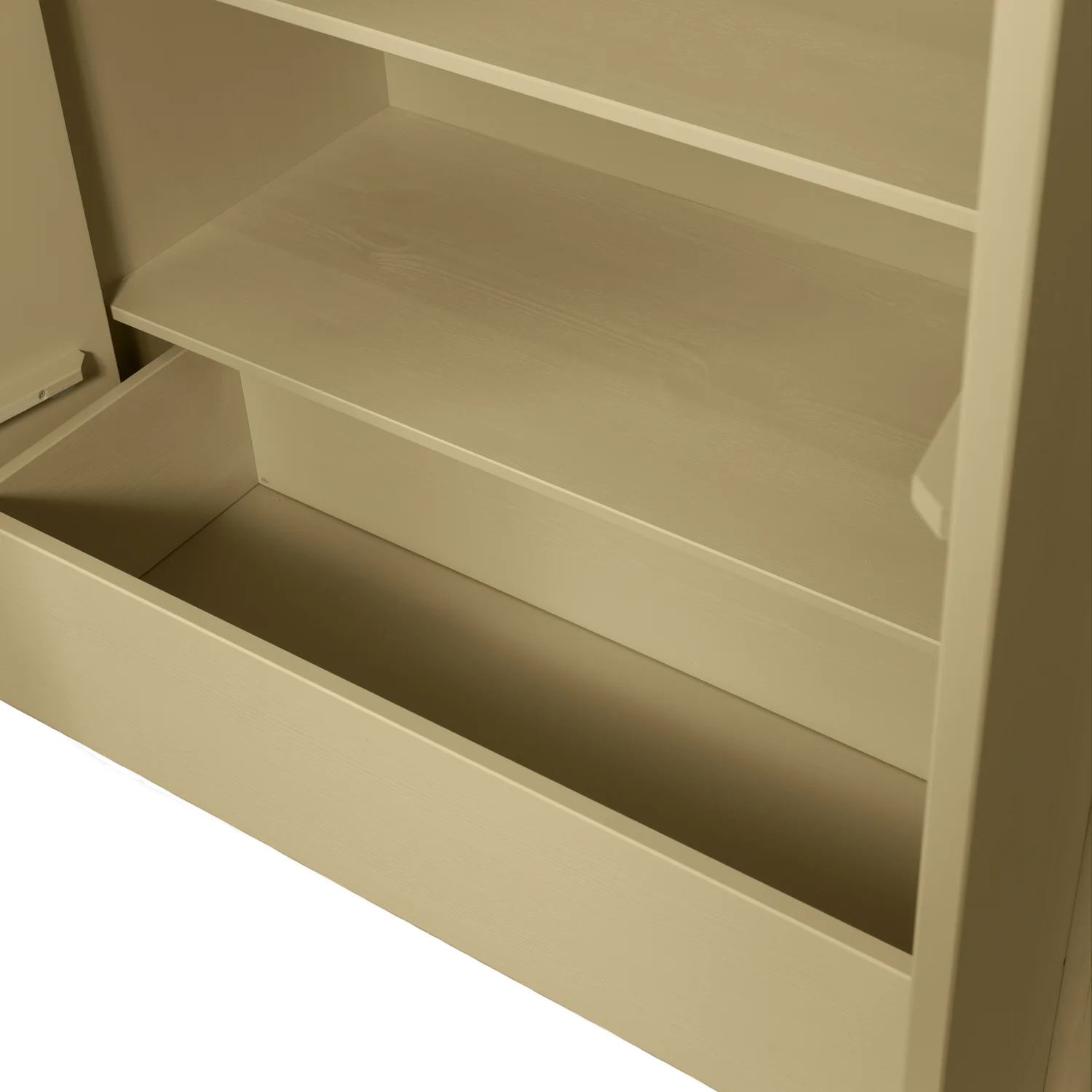 Schrank Aufbewahrungsschrank BASU H 210 cm 2-türig Kiefer Massivholz moosgrün