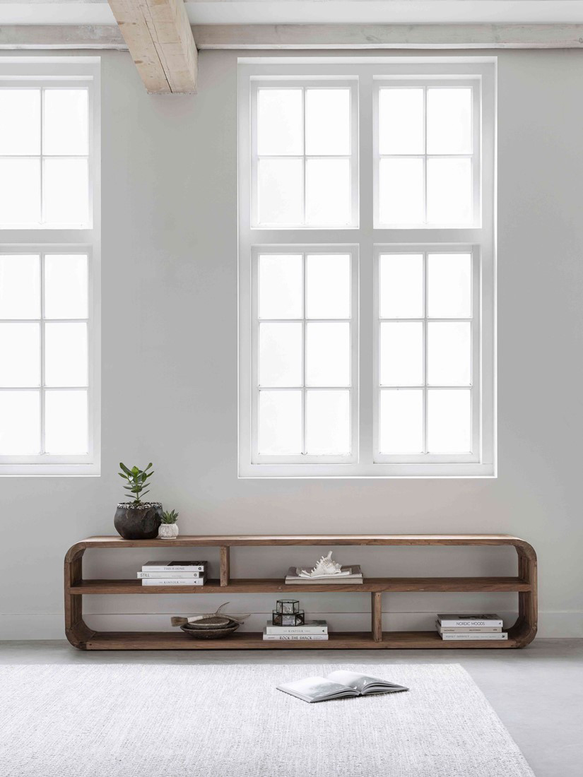 TV Möbel Lowboard CORSO 220 cm rusticales Teakholz