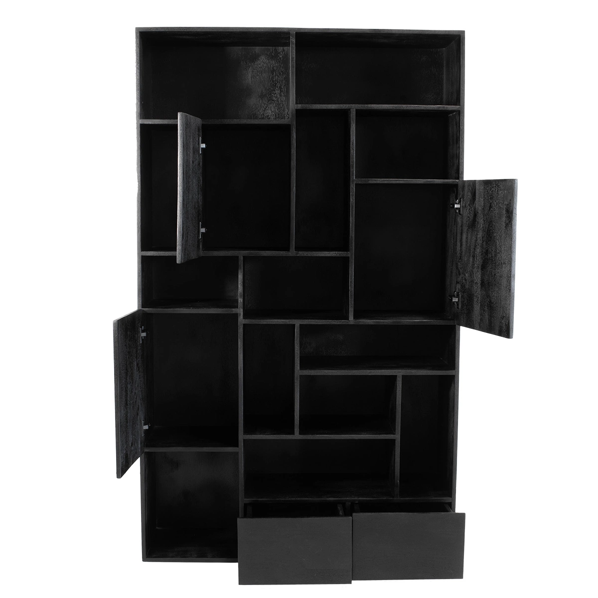 Wandschrank Mala H 200 cm Mangoholz schwarz Regal