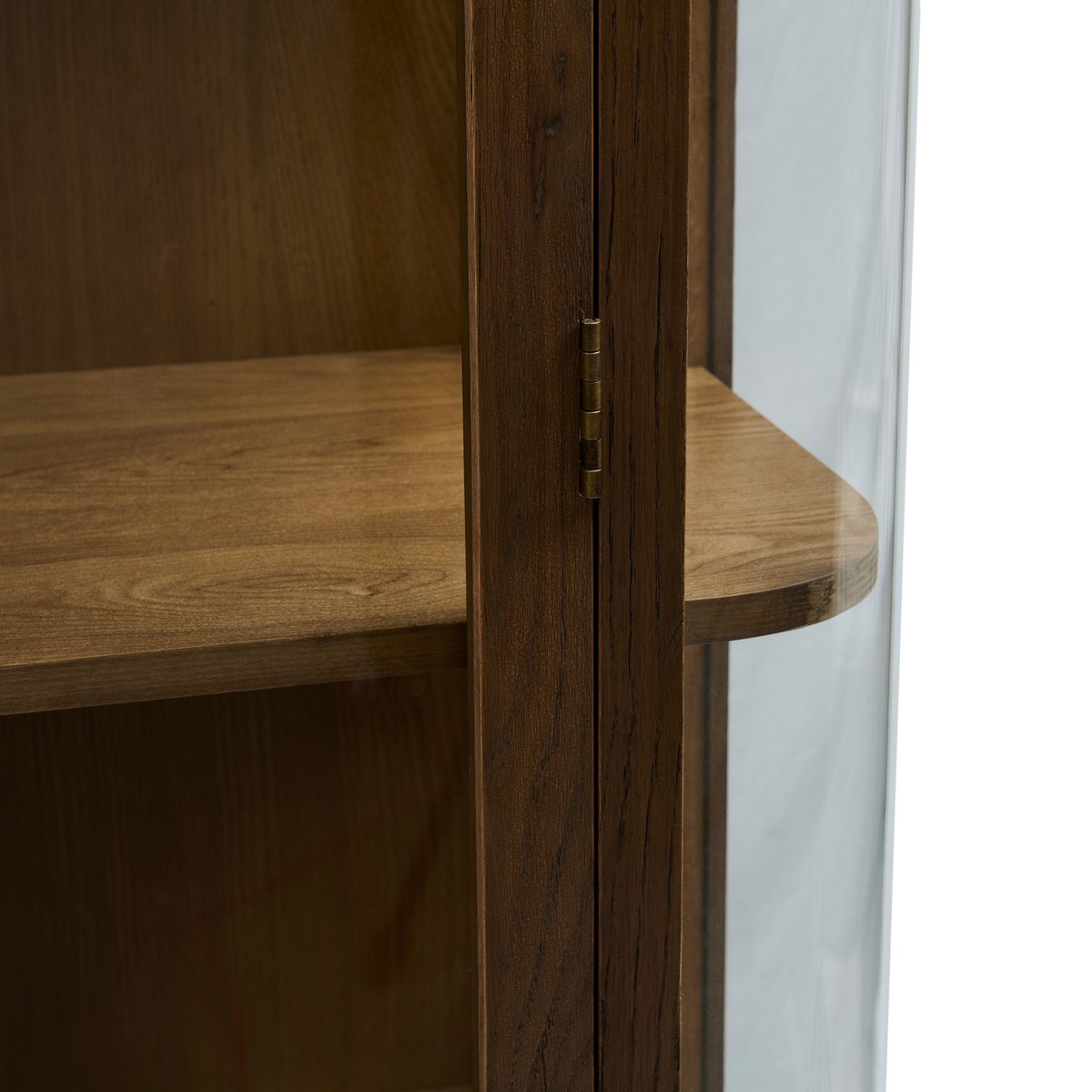 Vitrinenschrank Waldorf 110 cm aus recyceltem Eichenholz Braun