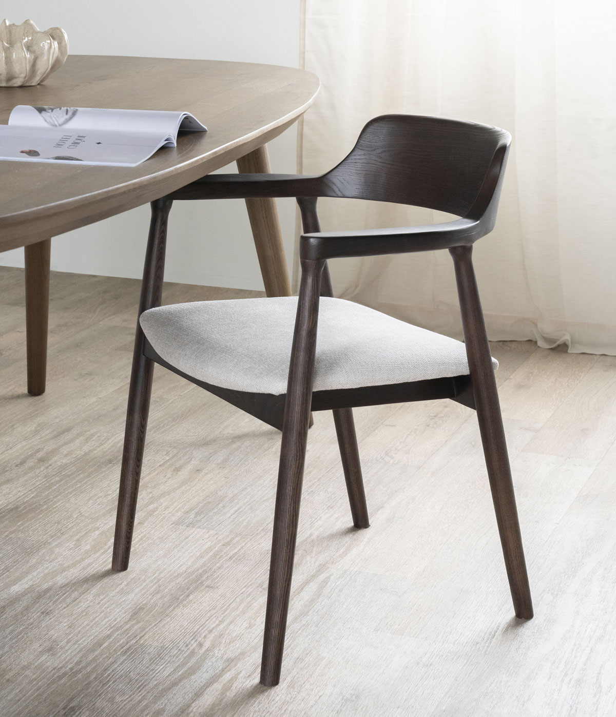 Esszimmerstuhl Stuhl Yorick Armlehnstuhl Esche Holz dunkelbraun