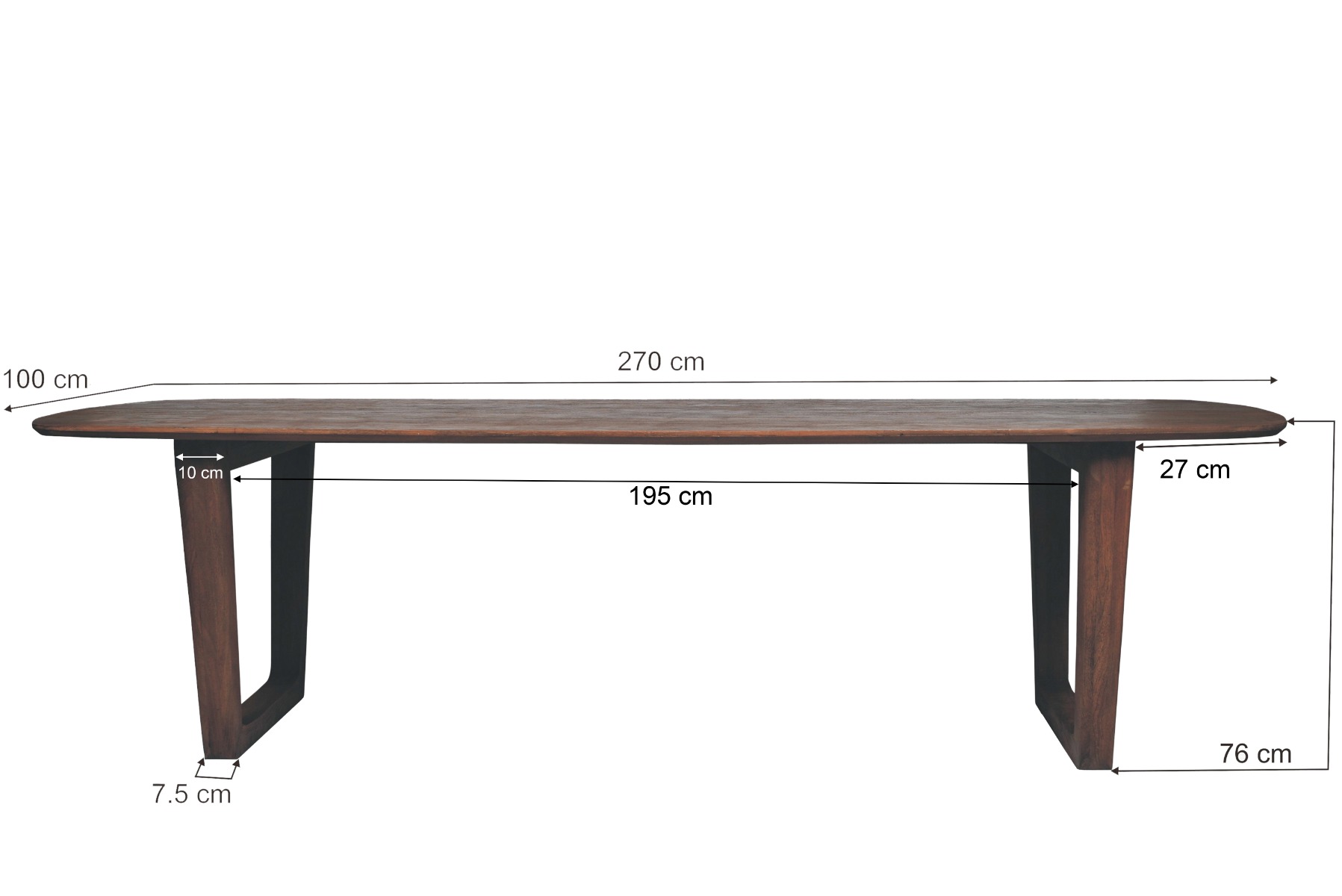 Esstisch Cortez 270 x 100 cm Mangoholz braun