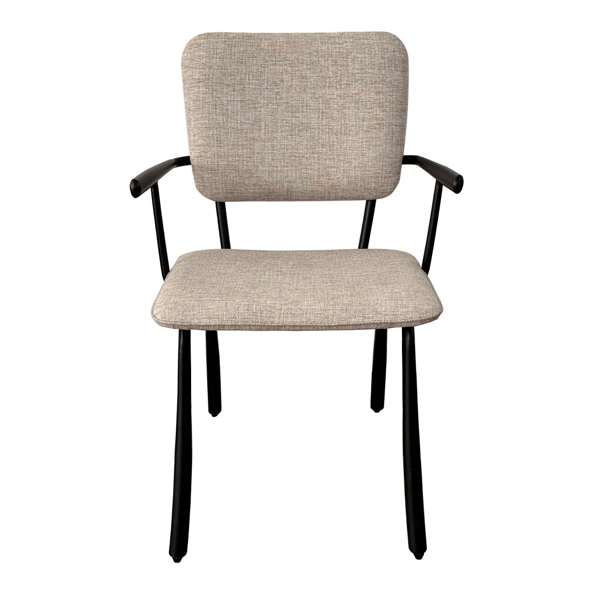 Esszimmerstuhl Finn Stuhl mit Armlehnen Gestell schwarz Stoff beige