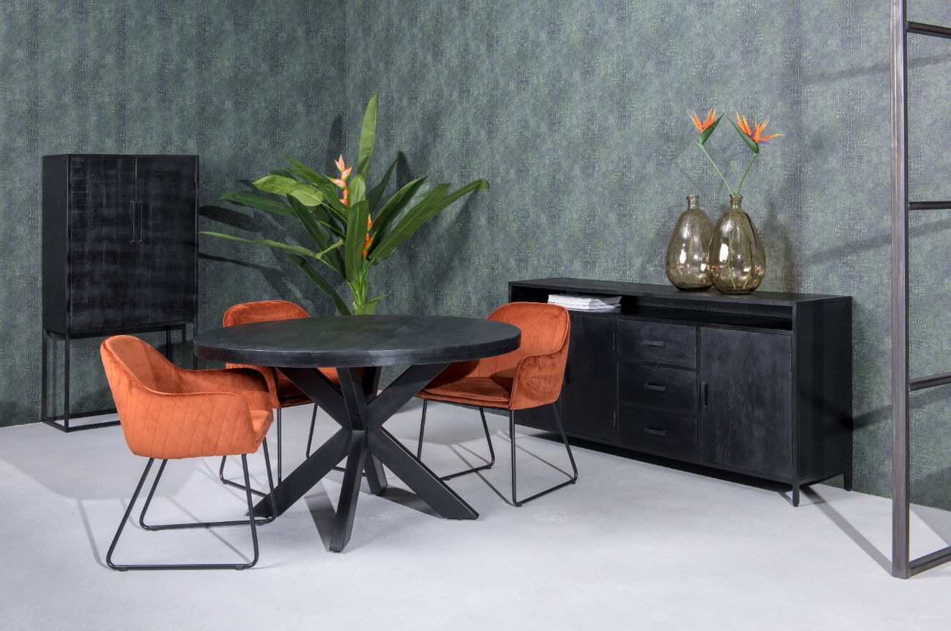 Kommode Sideboard Kala 180 cm Mango Holz schwarz