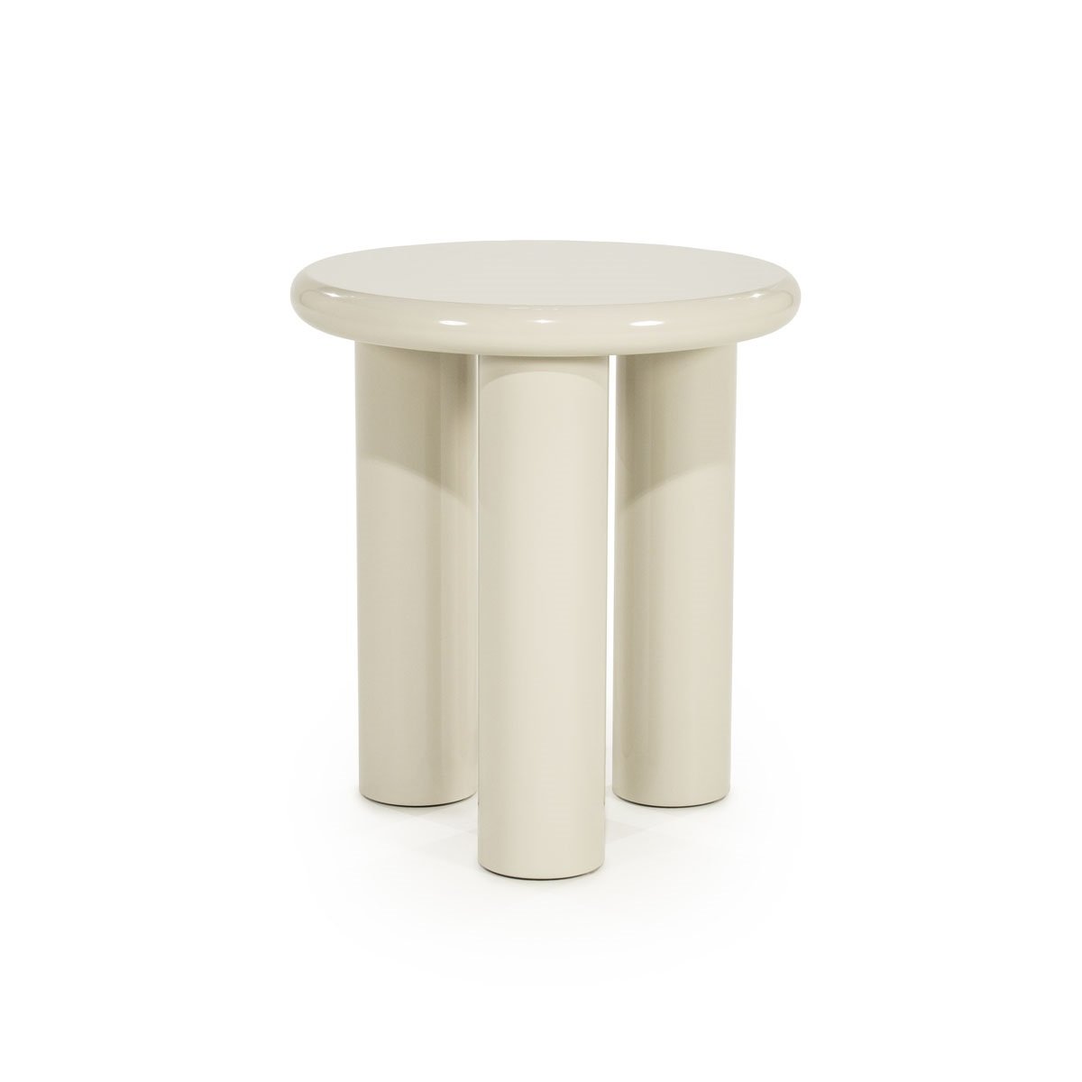 Beistelltisch Bloop Ø 45 cm MDF High Gloss beige Anstelltisch