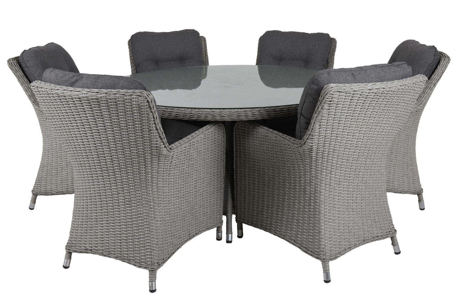 Gartentisch Hornbrook rund Ø 150 cm Kunstrattan Glasplatte