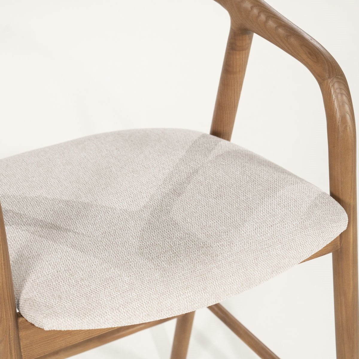 Barstuhl Rayven SH 65 cm Barhocker Esche Massivholz Bezug beige