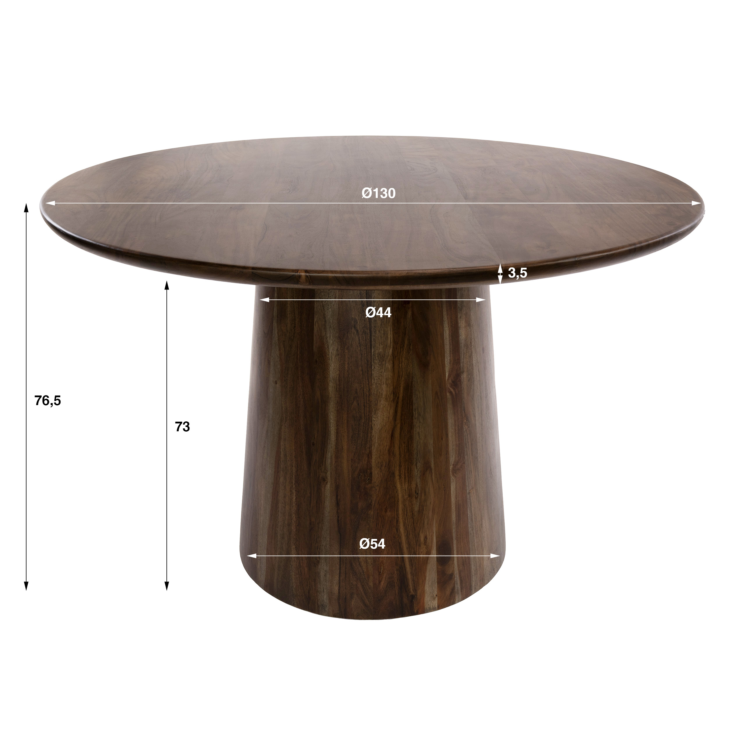 Esstisch SANO rund massiv Akazie braun Ø 130 cm