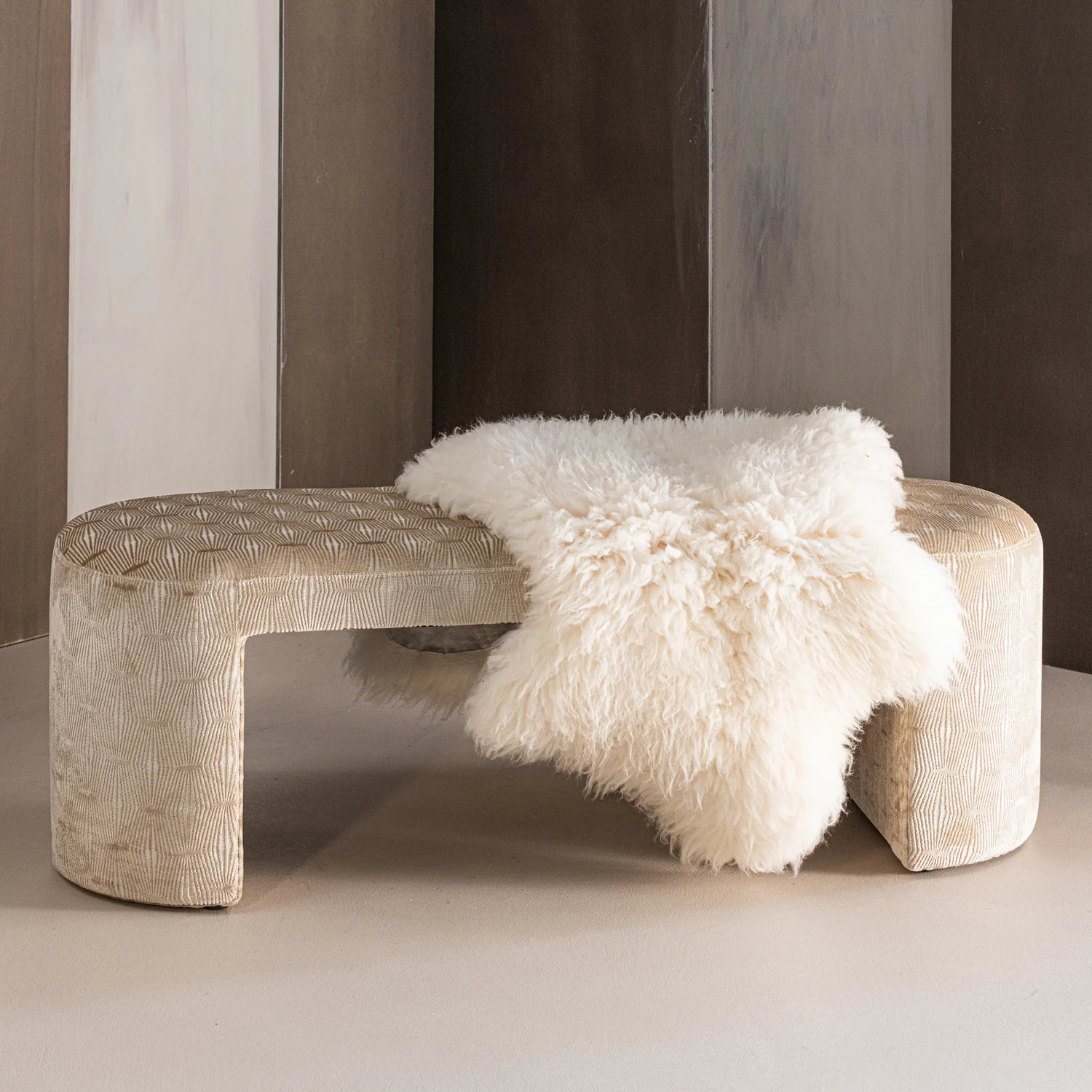 Esstischbank Polsterbank JACOB 130 cm Streifenstoff natur