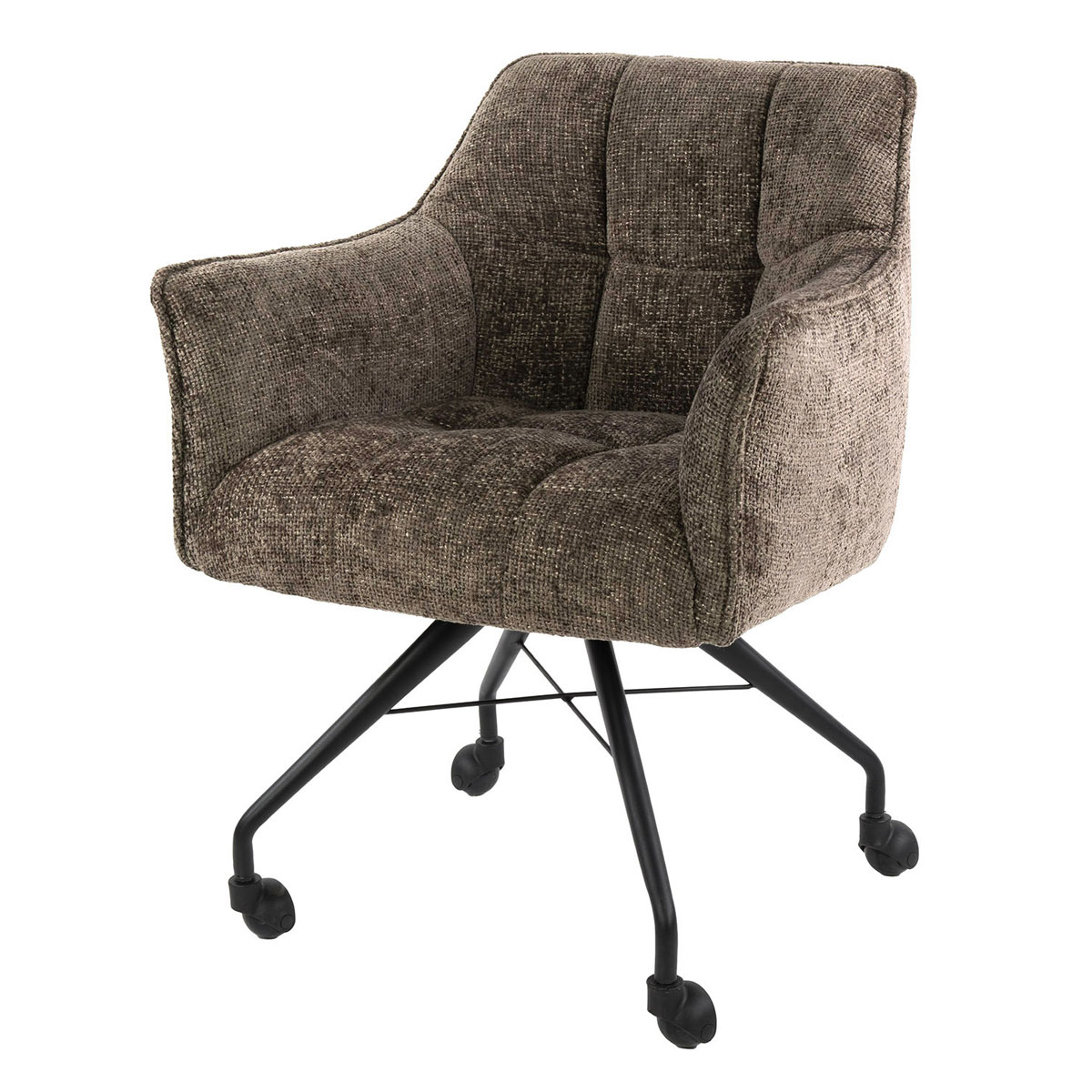 2er Set Armlehnstuhl Fino auf Rollen Chenille Stoff taupe