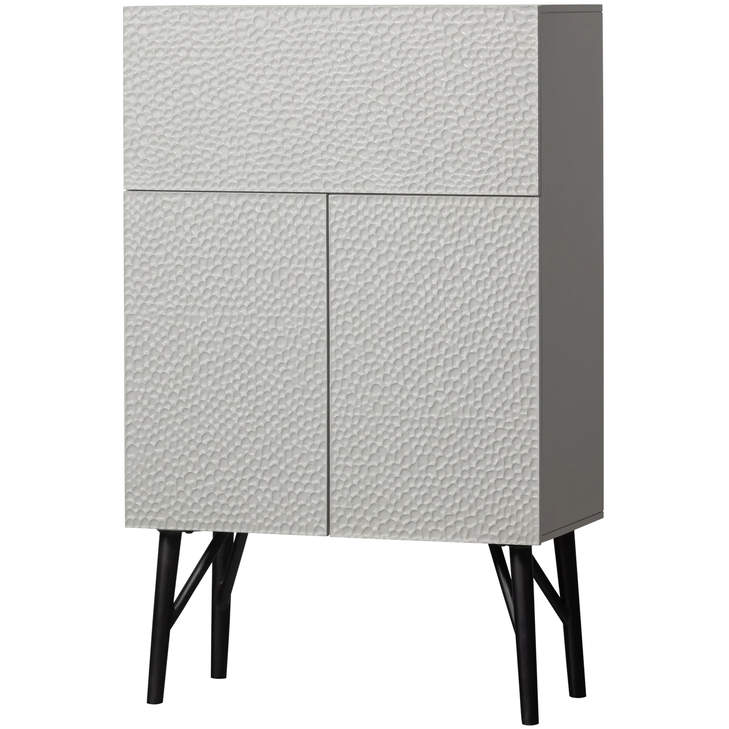 Barschrank CARVED ORGANIC H 146 cm Schrank Mango Massivholz hellgrau