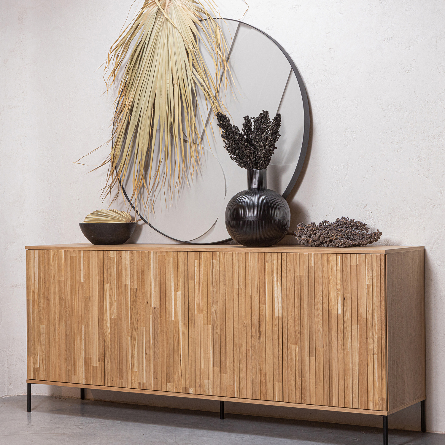 Sideboard New Gravure 200 cm Eiche Furnier naturel Kommode Lowboard Schrank