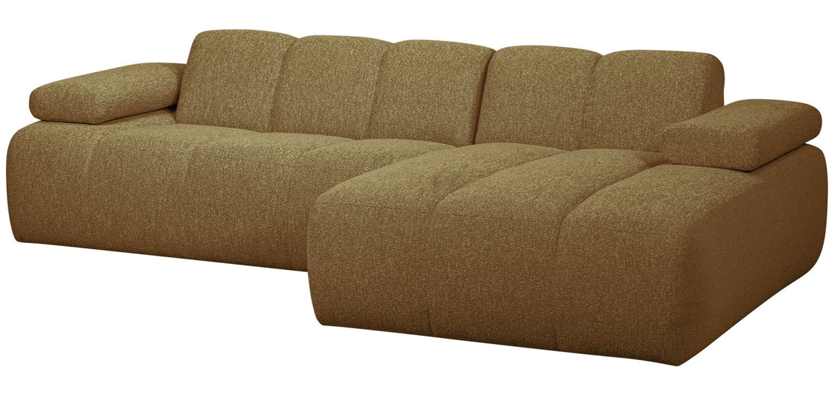 woood Chaiselongue Sofa MOJO rechts Bouclé gelbbraun melange