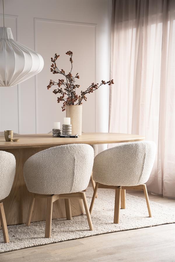 Esszimmerstuhl drehbar Livia Drehstuhl Beine Eiche Stoff beige