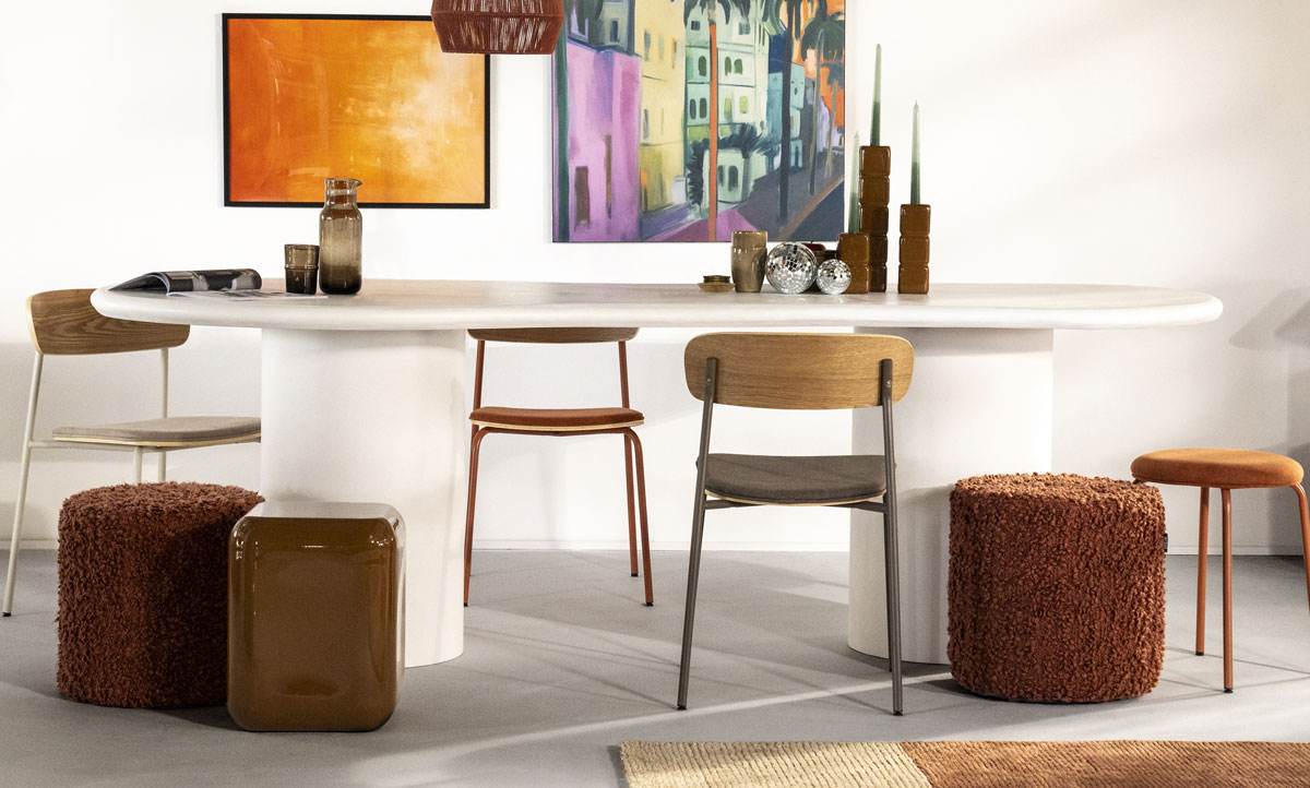 Pouf Vista Ø 40 cm Hocker Sitzhocker terracotta