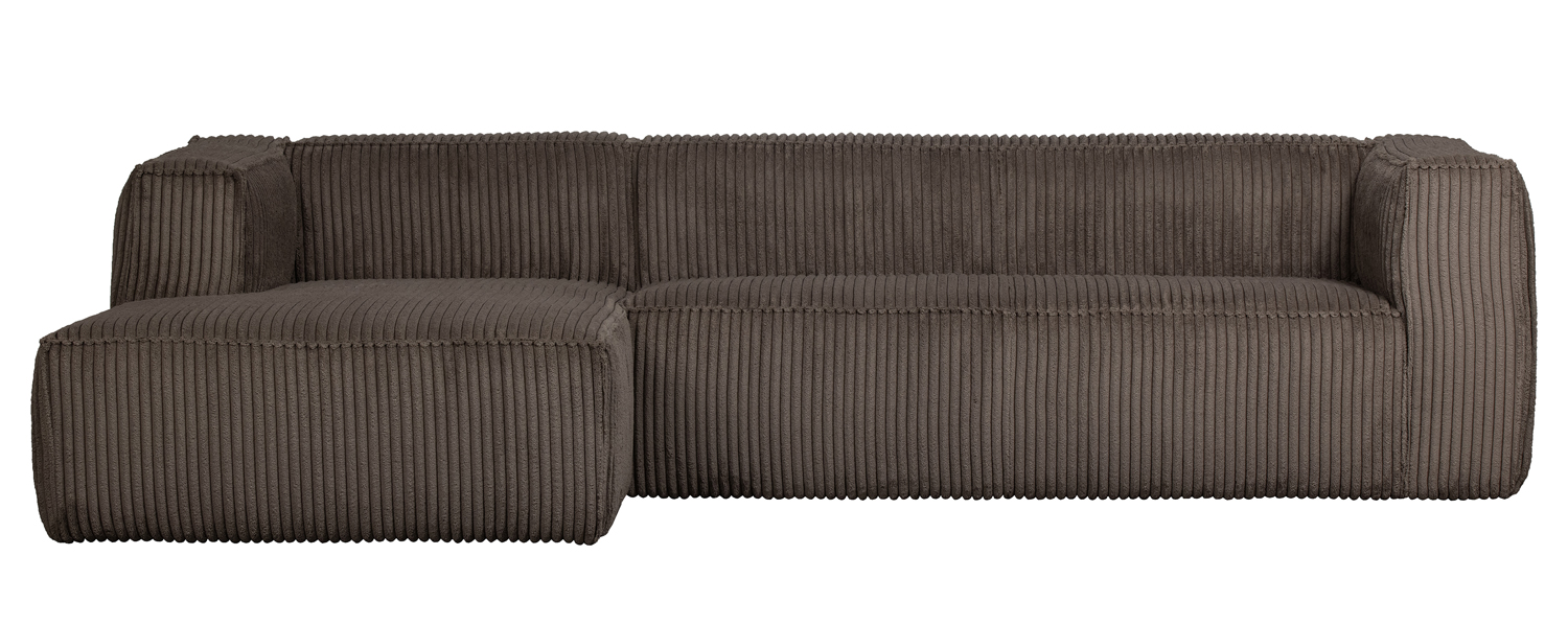 Ecksofa BEAN Rib Cord schlammfarben Longchair links