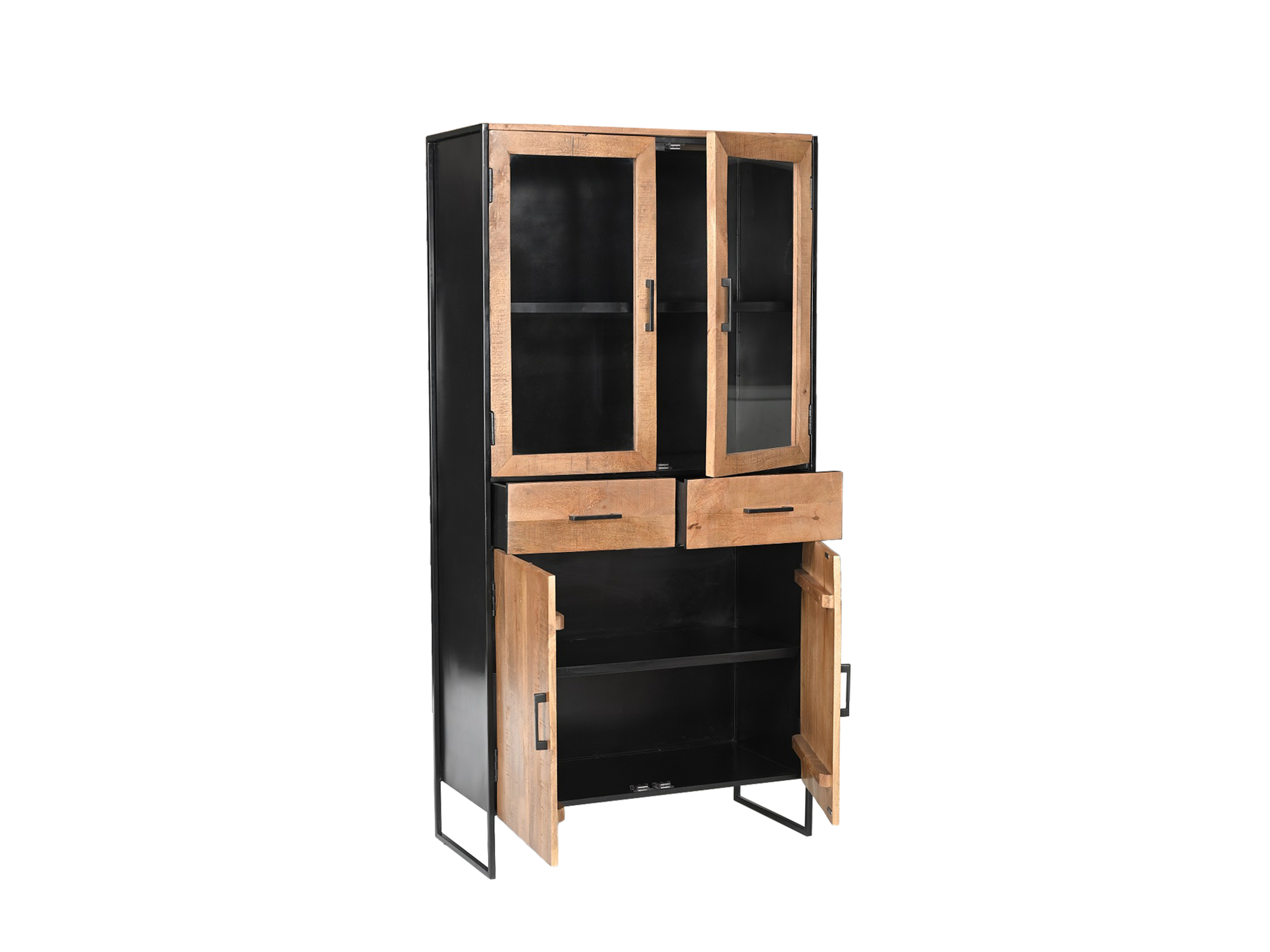 Schrank Elin H 180 cm Mangoholz Vitrine  