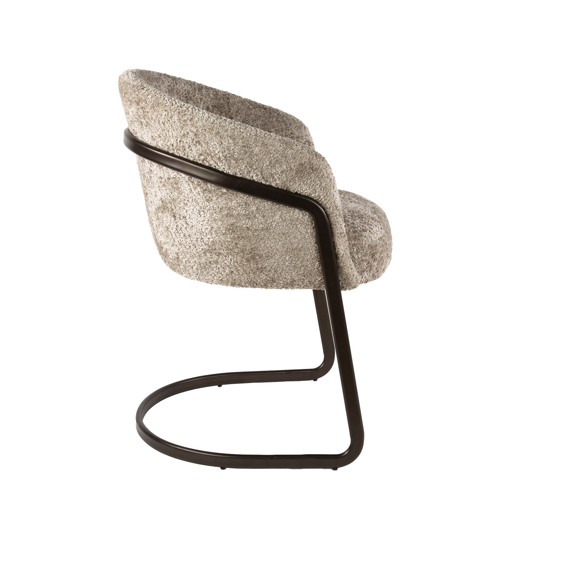 2er Set Freischwinger Stuhl MAYA Soft-Teddystoff sand