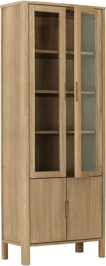 Vitrine Vitrinenschrank Forte H 210 cm Teakholz natur