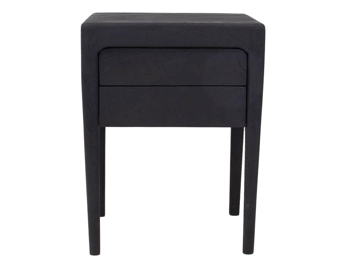 Nachtschränkchen ELANDRA H 60 cm 2 Schubladen Mangoholz schwarz Nachttisch