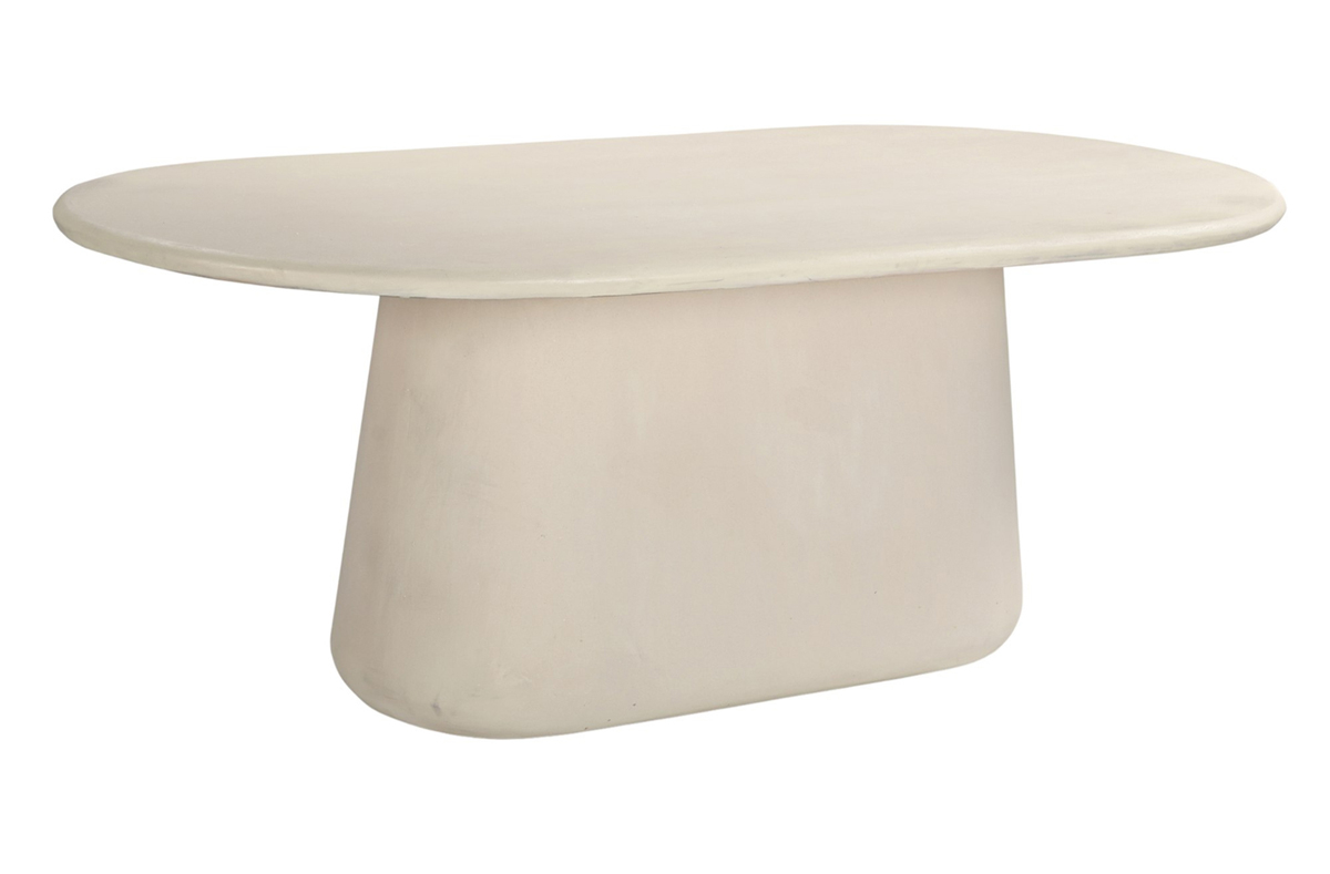 Esstisch NAOMI oval 160 x 100 cm beige Beton Ciré