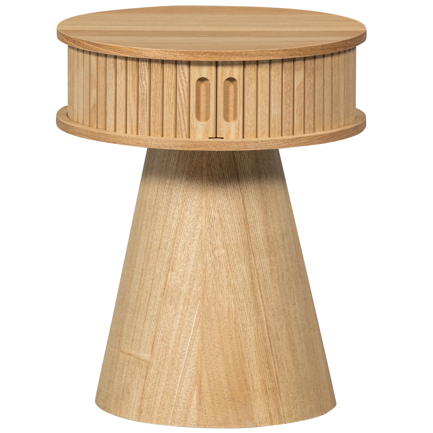 Nachtschränkchen KARRI H 46 cm mit Schiebetüren Pappelholz natur