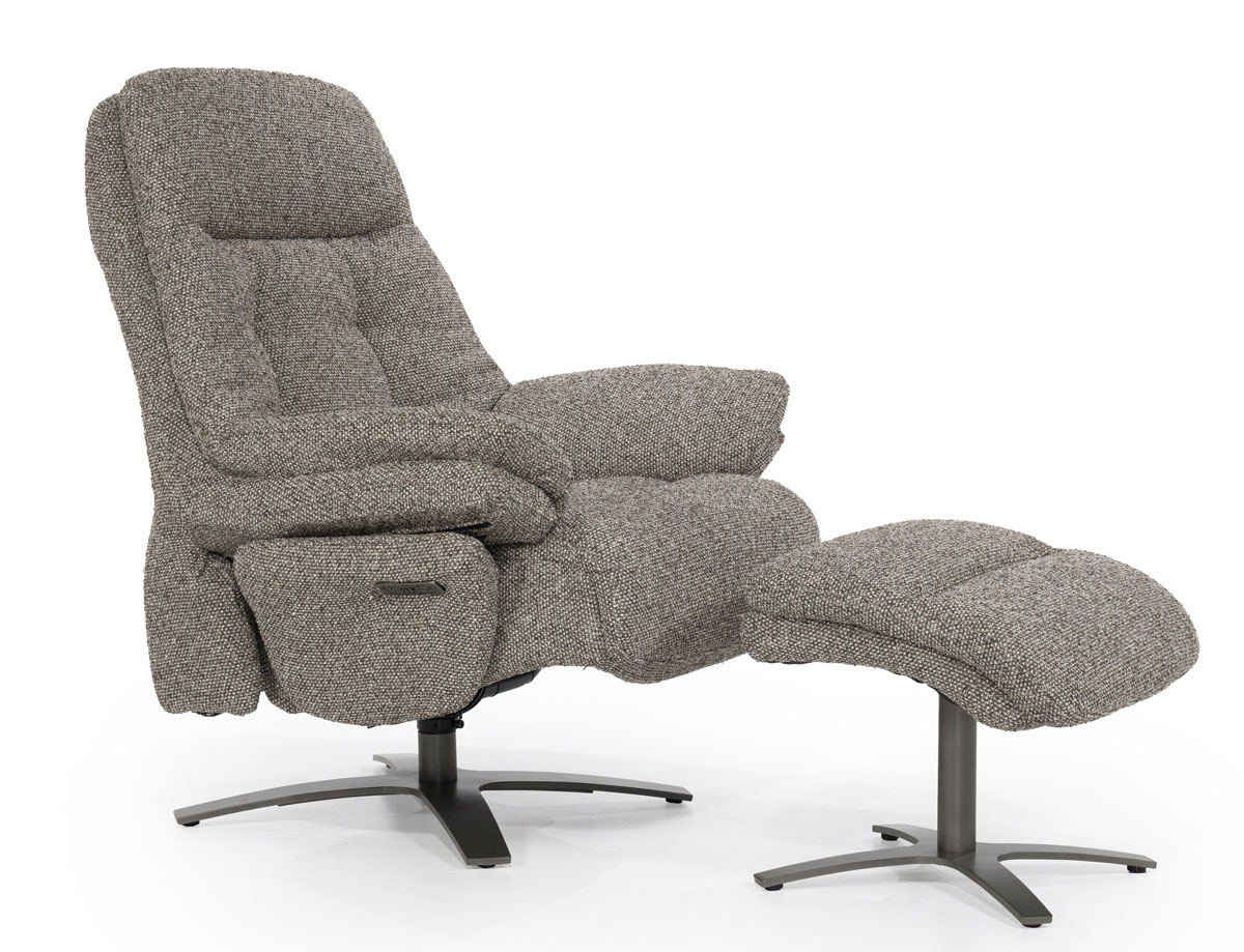 Relaxsessel Caleb elektrisch verstellb. mit Hocker Stoff taupe