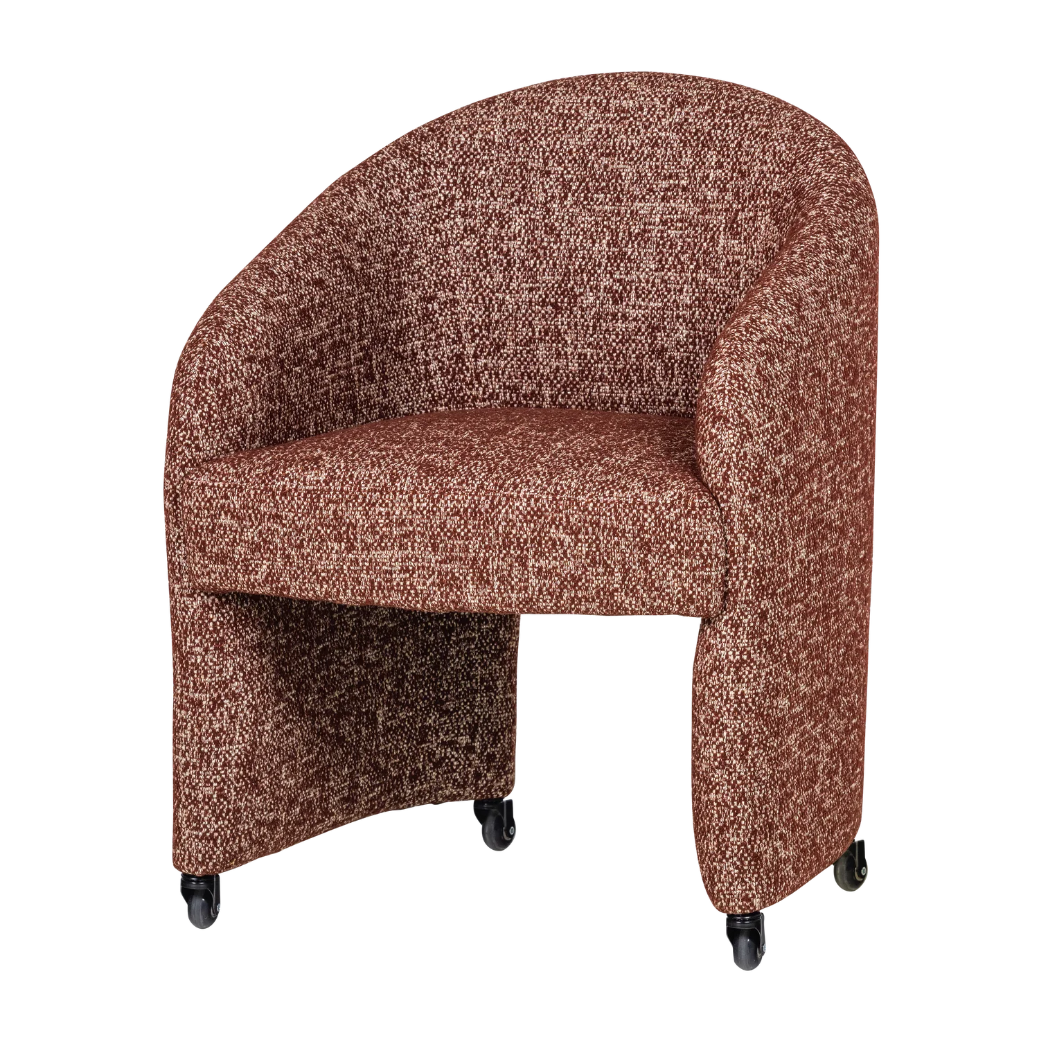 Armlehnstuhl CORDO auf Rollen Melange Stoff rostbraun