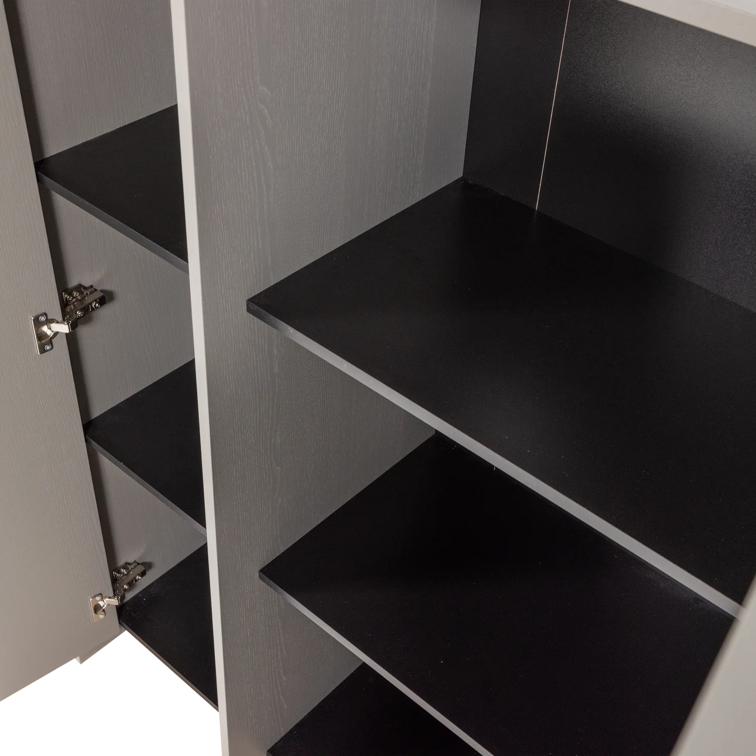 Schrank Aufbewahrungsschrank BROCK H 140 cm 2-türig Esche Funrier warmgrau