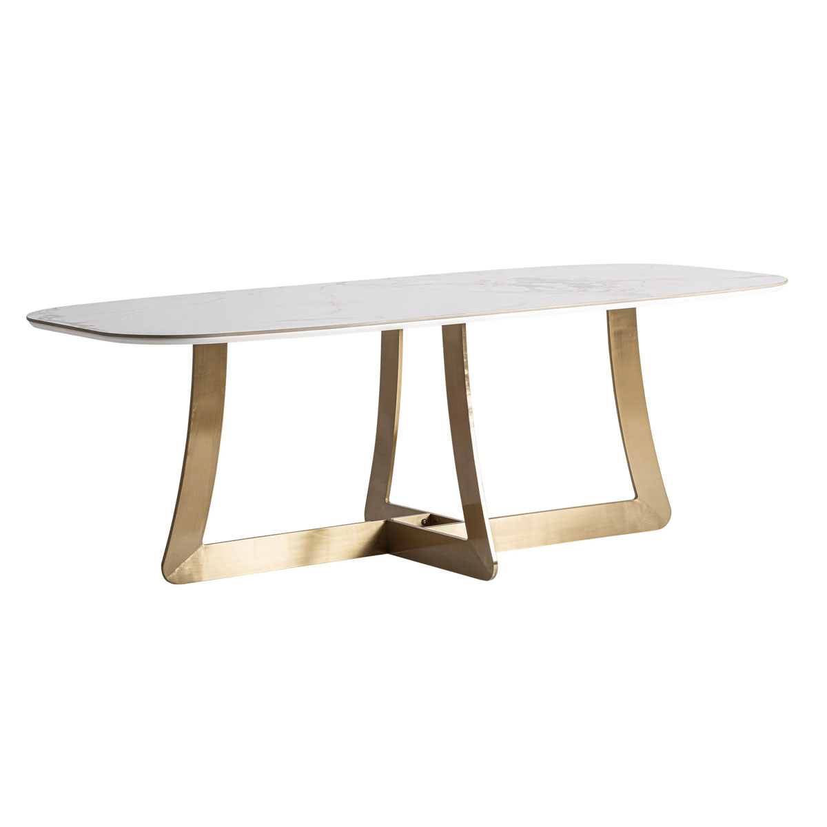 Esstisch JUSSEY oval 220 x 100 cm weißer Feinsteinzeug - Porzellan-Keramik