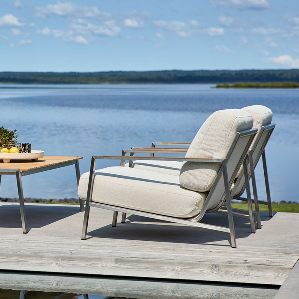 Gartensessel Gartenstuhl Naos Edelstahl Bezug beige