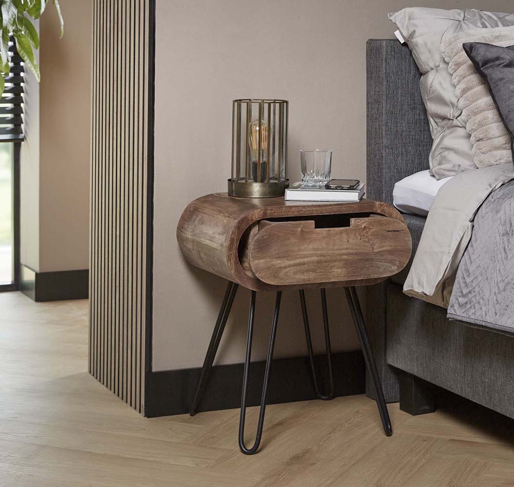 Nachttisch BALOU H 60 cm 1 Schublade Mango Holz