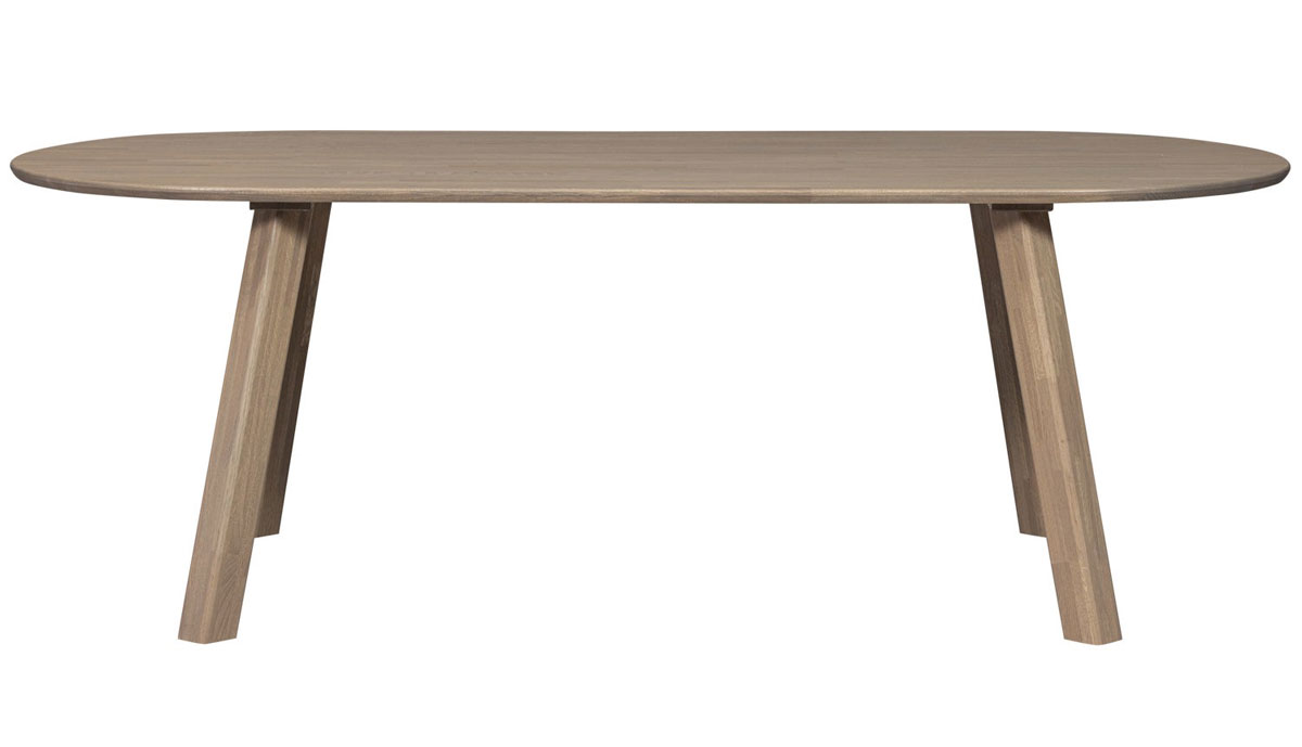 woood Esstisch Tablo 220 x 90 cm oval Eiche Massivholz kieselgrau