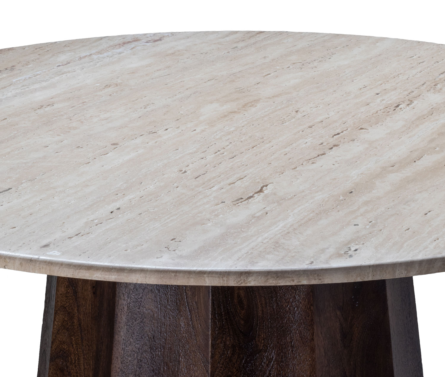 Esstisch LUCIA Ø 120 cm rund Travertin beige Mangoholz