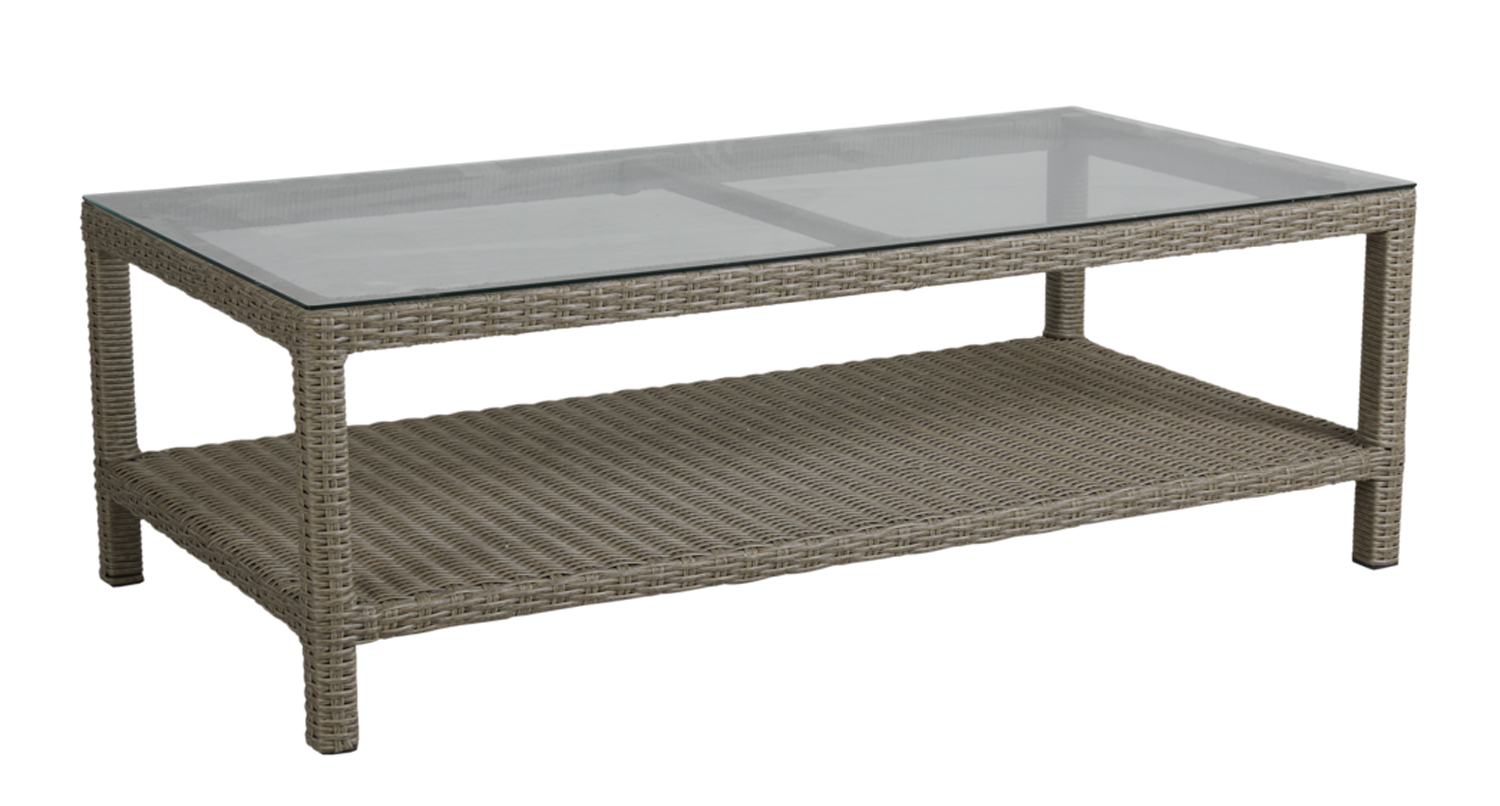 Garten Couchtisch 140 x 70 cm Kunstrattan Funkia beige
