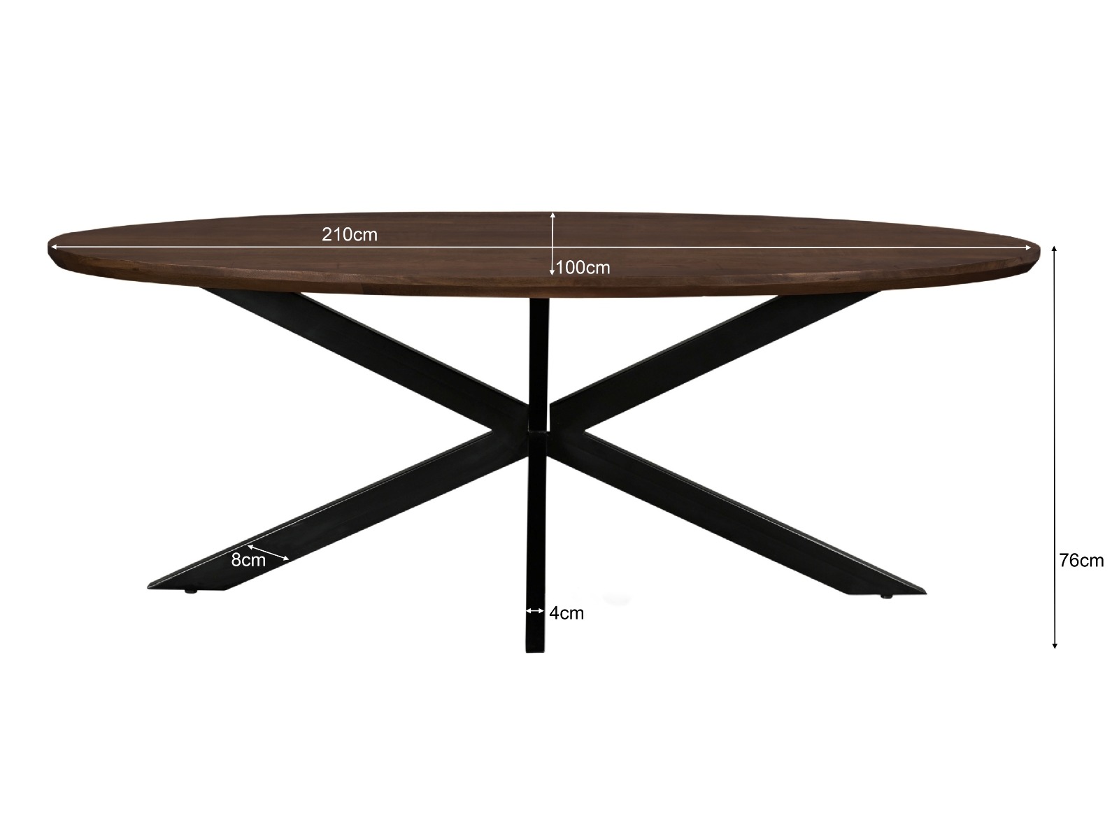 Esstisch Jesper oval 210 x 110 cm Mangoholz braun