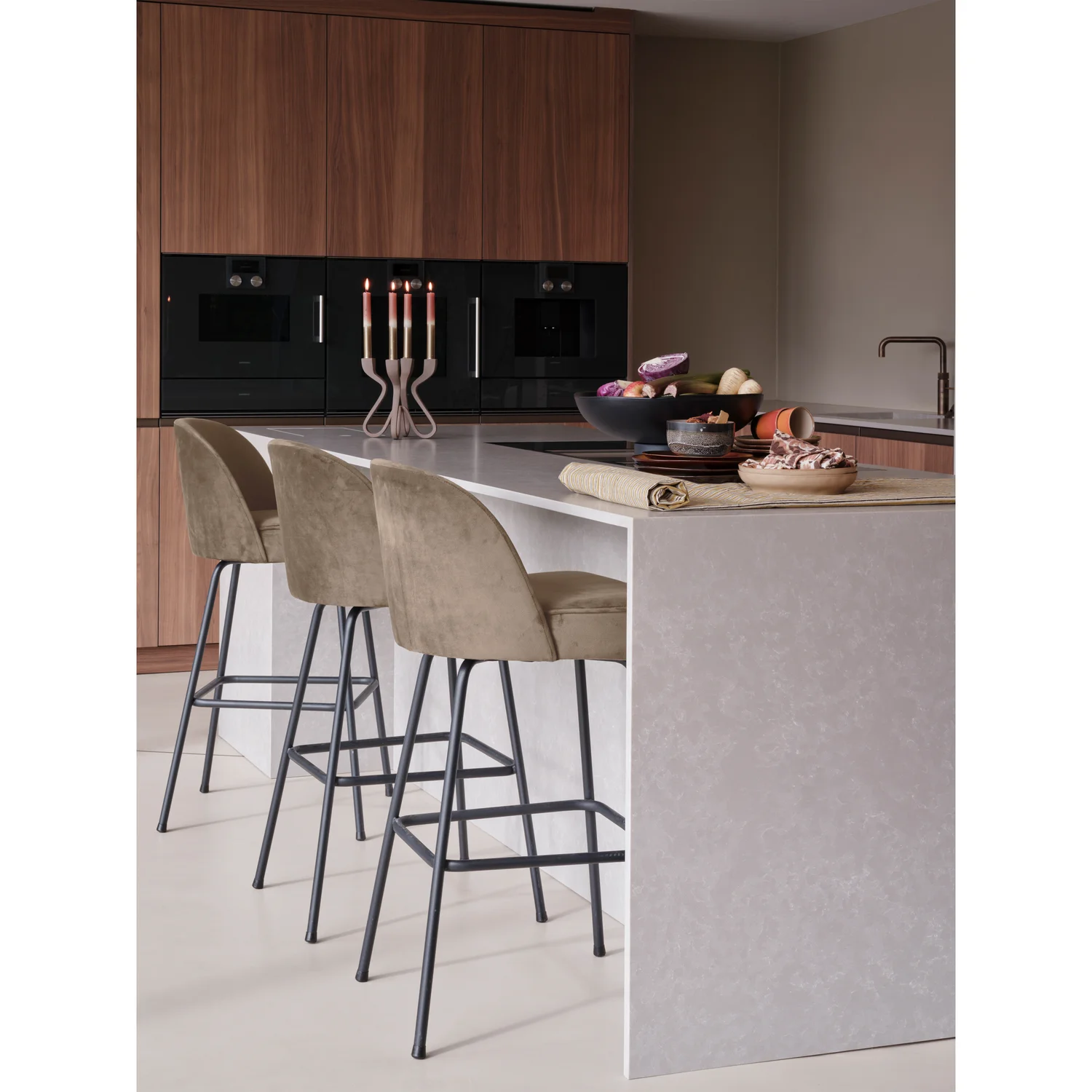 Barhocker Vogue SH 80 cm Samt khaki