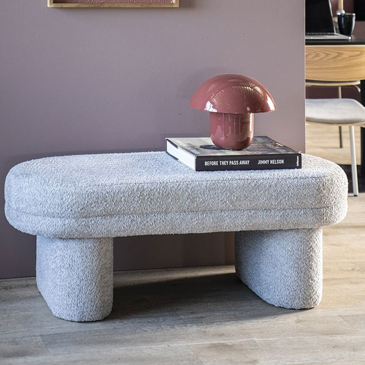 Esstischbank Rama 120 cm Teddystoff beige Sitzbank