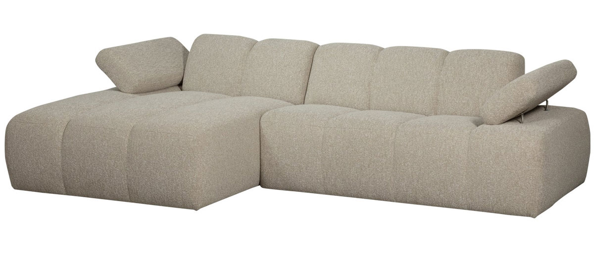 woood Chaiselongue Sofa MOJO links Bouclé beige melange
