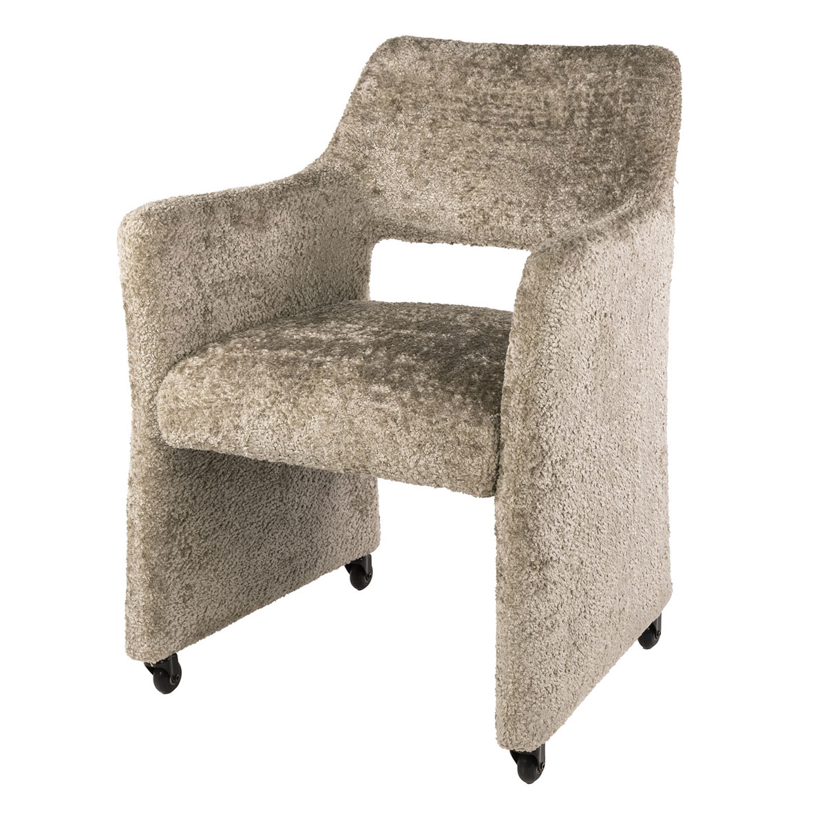 2er Set Armlehnstuhl LUNA Lux auf Rollen Savelle Stoff sandfarben