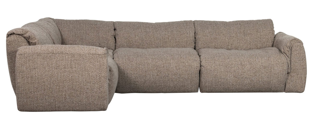 woood Ecksofa BAGGY Webstoff braun  Chaiselongue links