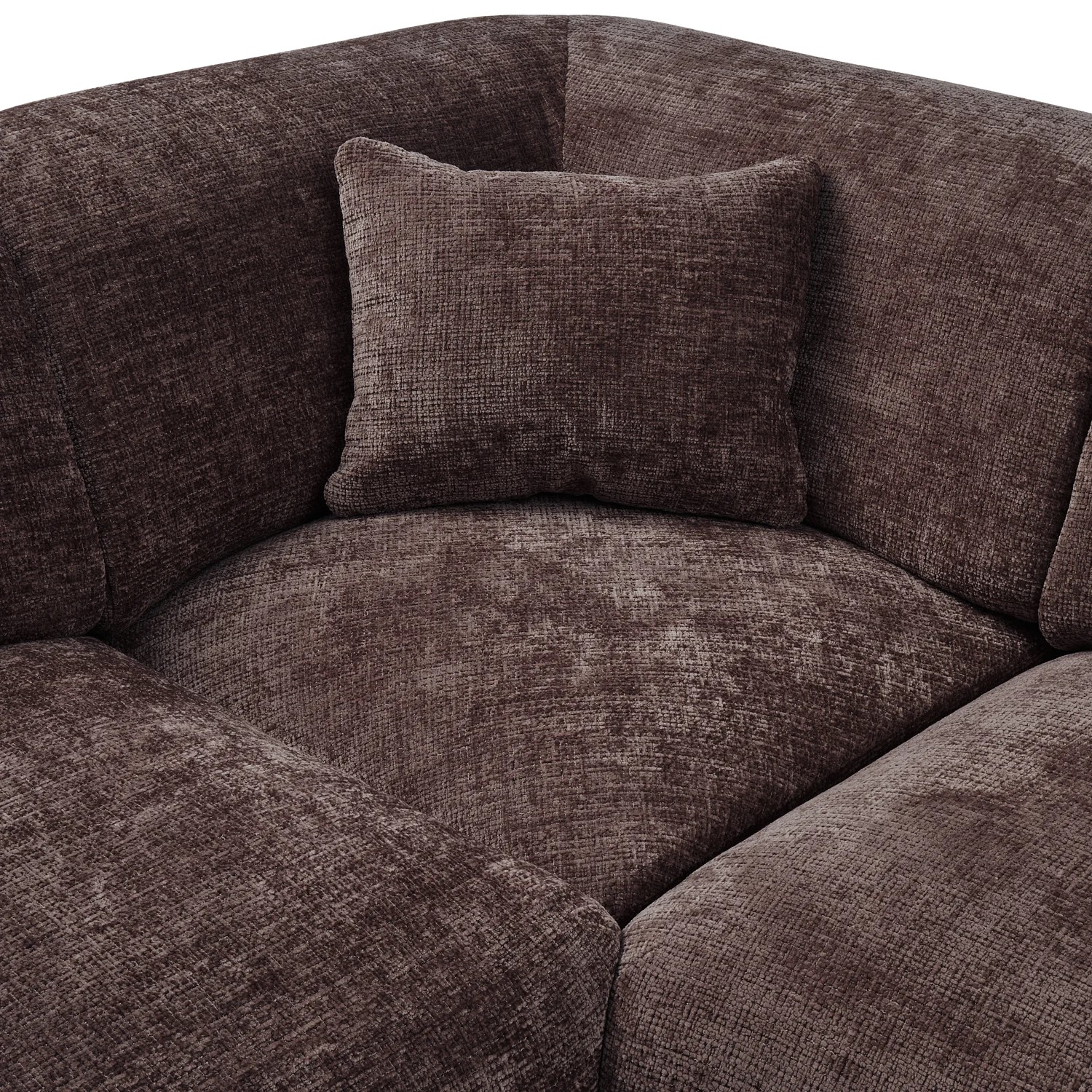 Wohnlandschaft Ecksofa links weicher Chenille Stoff braun