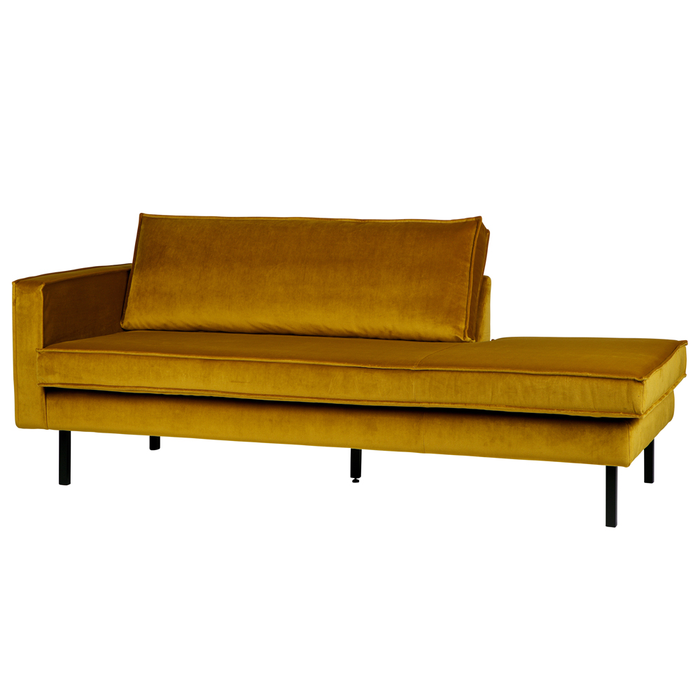 Sofa Chaiselongue RODEO Recamiere Samt ocker links Tagesbett