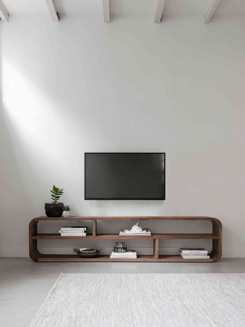 TV Möbel Lowboard CORSO 220 cm rusticales Teakholz