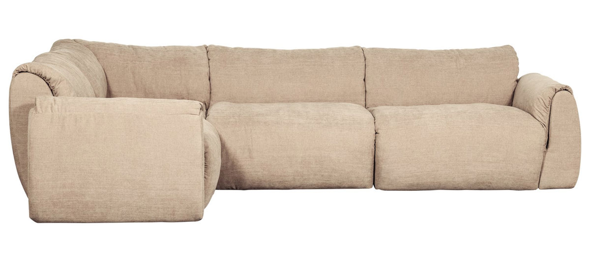 woood Ecksofa BAGGY Webstoff chenille sandfarben Chaiselongue links