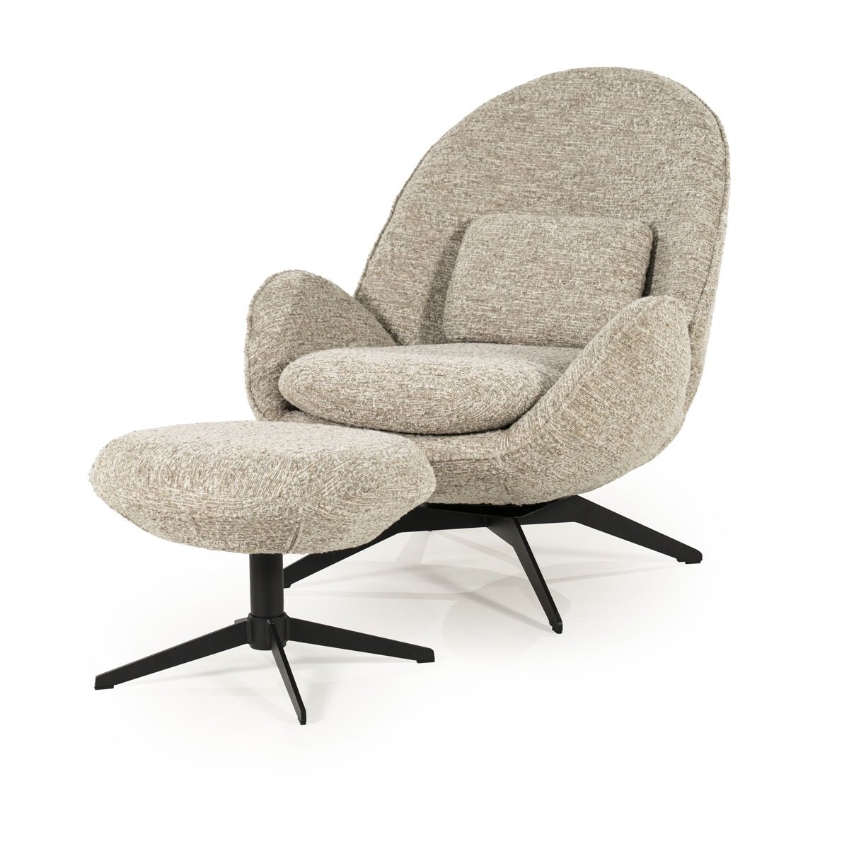 Sessel Ryan Stoff taupe mit Hocker Relaxsessel Fernsehsessel