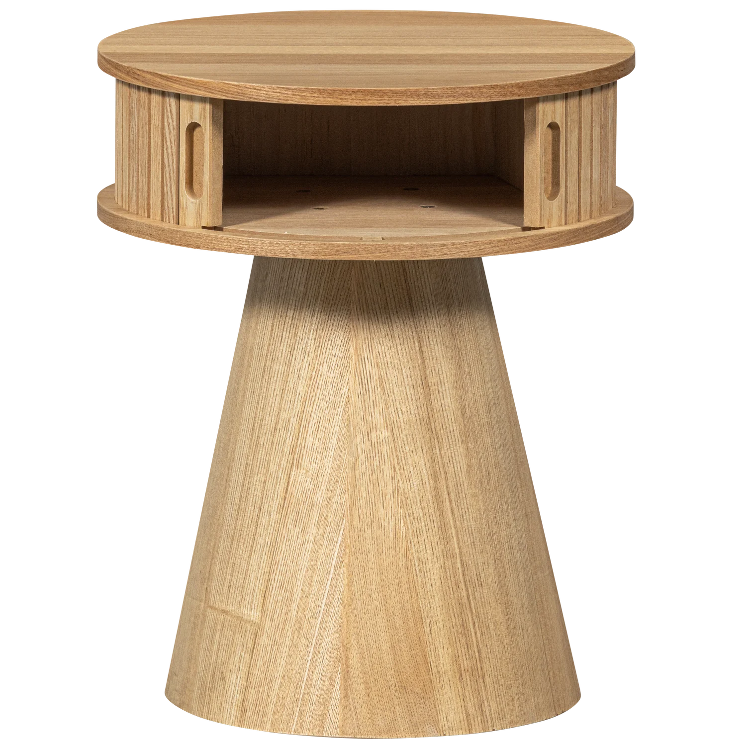 Nachtschränkchen KARRI H 46 cm mit Schiebetüren Pappelholz natur